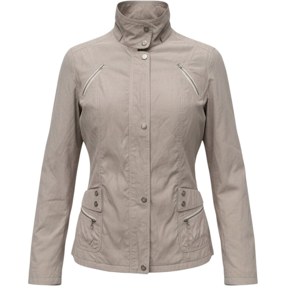 Lili Collection Beige Utility Jacket Women's XL Full Zip Snap Pockets Lagenlook